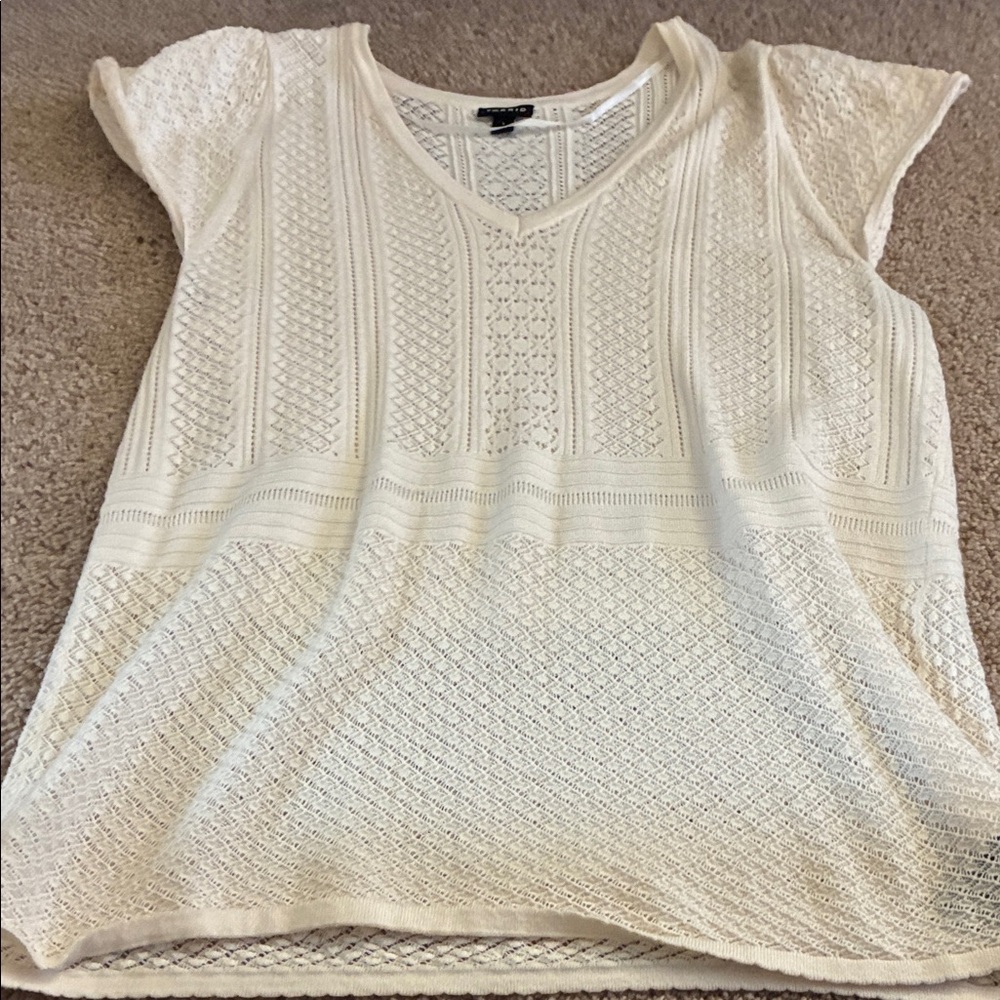 Women's Cream Top Torrid size 1, crotched look white short sleeve (XL)